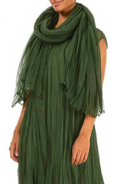 Shamrock Green Crumpled Silk Chiffon Scarf