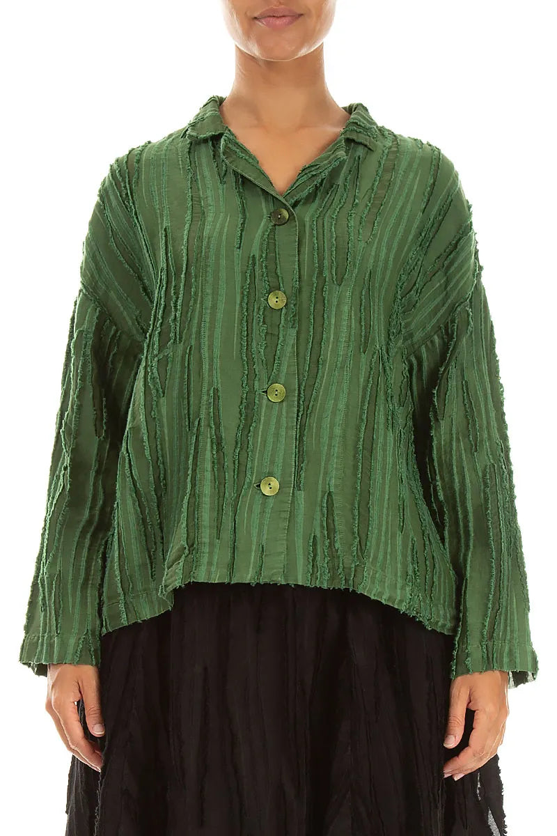 Shamrock Green Fray Weave Jacket 1