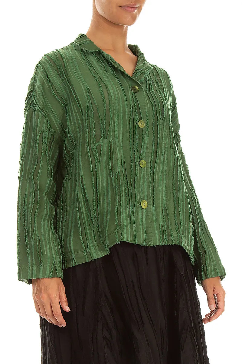 Shamrock Green Fray Weave Jacket