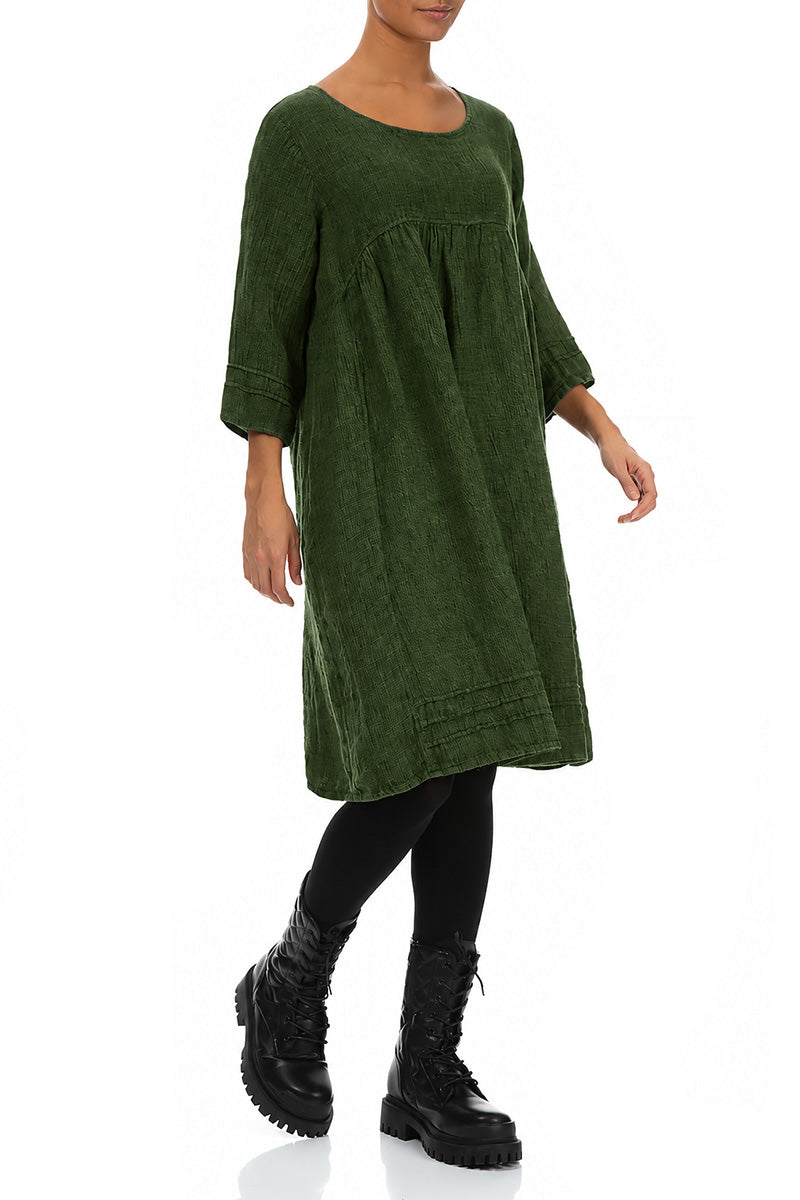 Shamrock Green Mélange Linen Smock Dress
