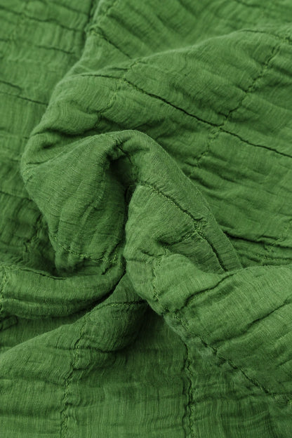 Shamrock Green Pleated Silk Linen Blouse