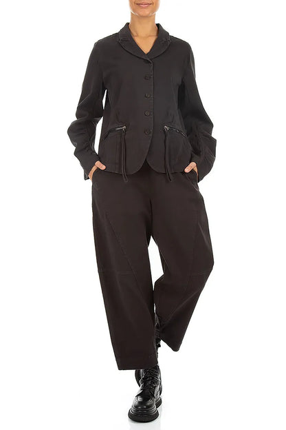 Shaped Black Denim Cotton Jacket