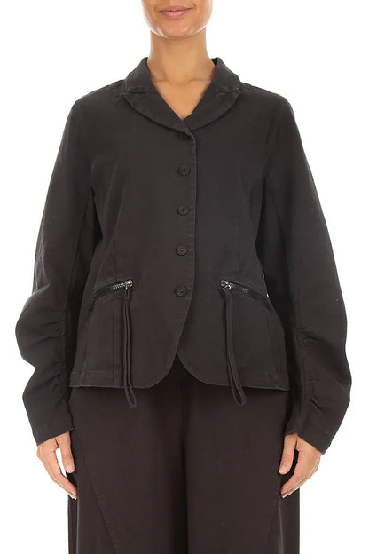 Shaped Black Denim Cotton Jacket