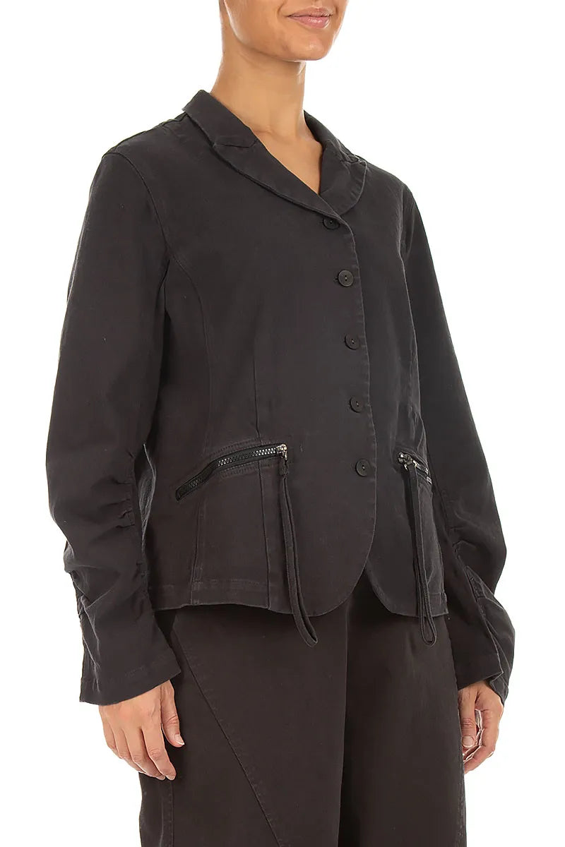 Shaped Black Denim Cotton Jacket