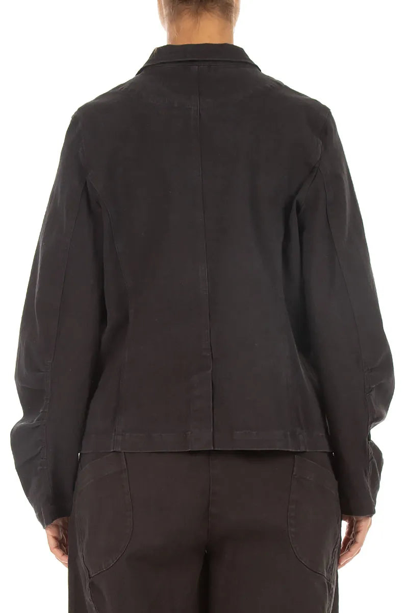 Shaped Black Denim Cotton Jacket 2