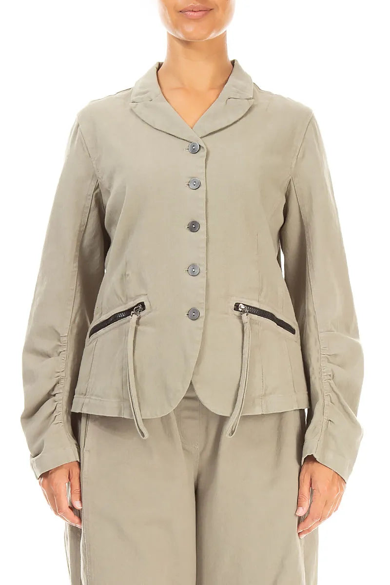 Shaped Olive Grey Cotton Jacket