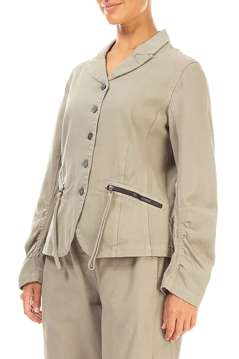 Shaped Olive Grey Cotton Jacket