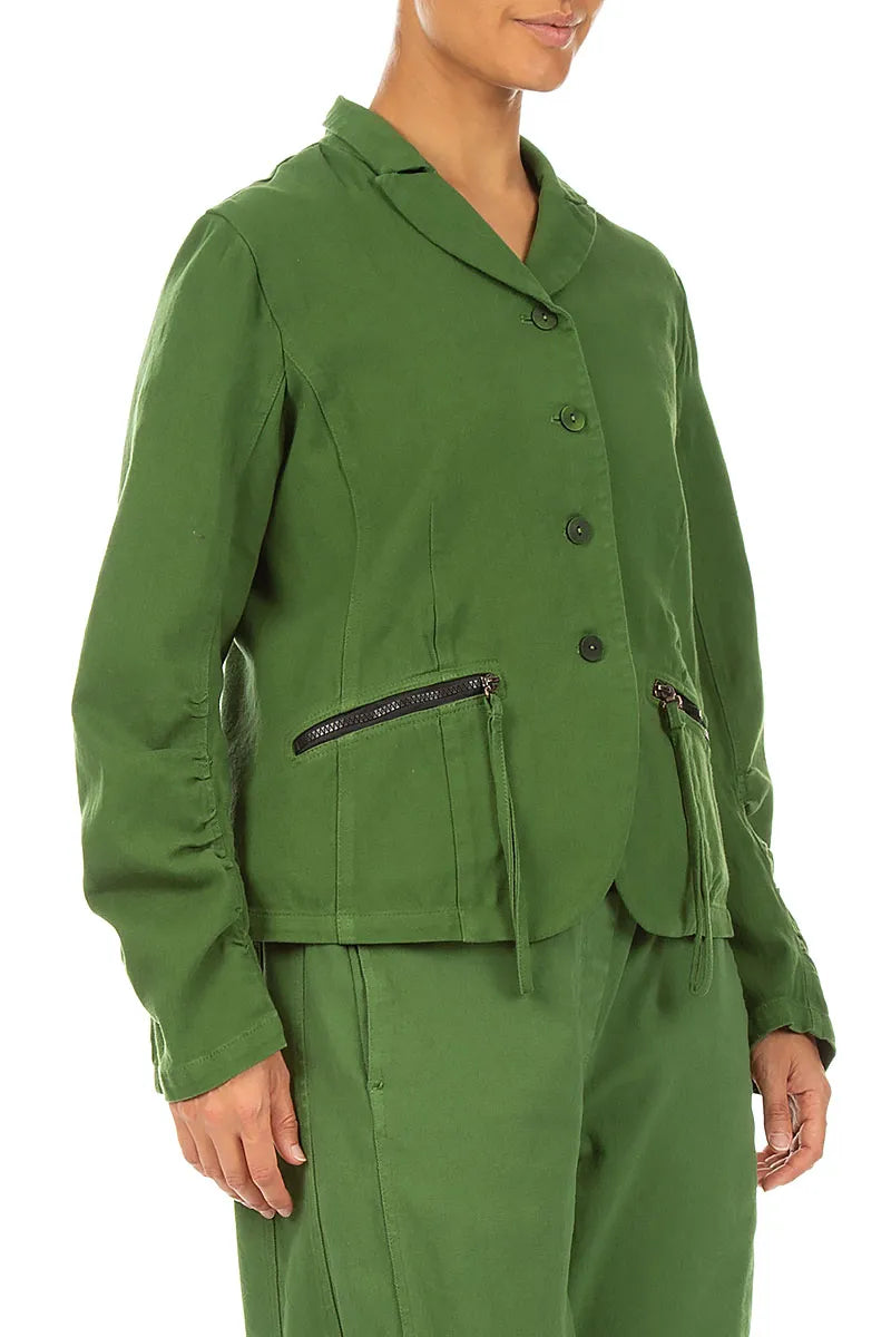 Shaped Shamrock Green Denim Cotton Jacket 4