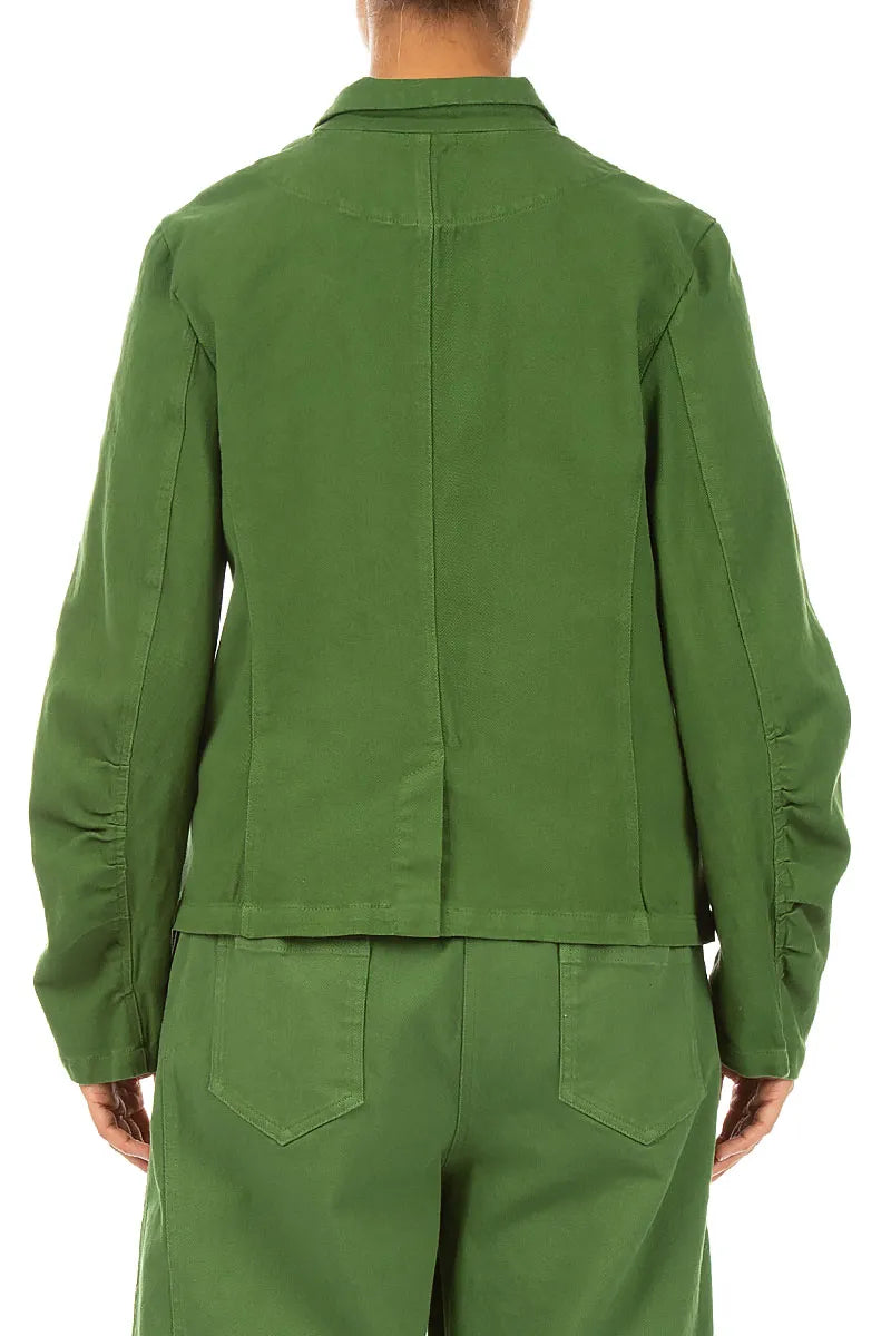 Shaped Shamrock Green Denim Cotton Jacket 3