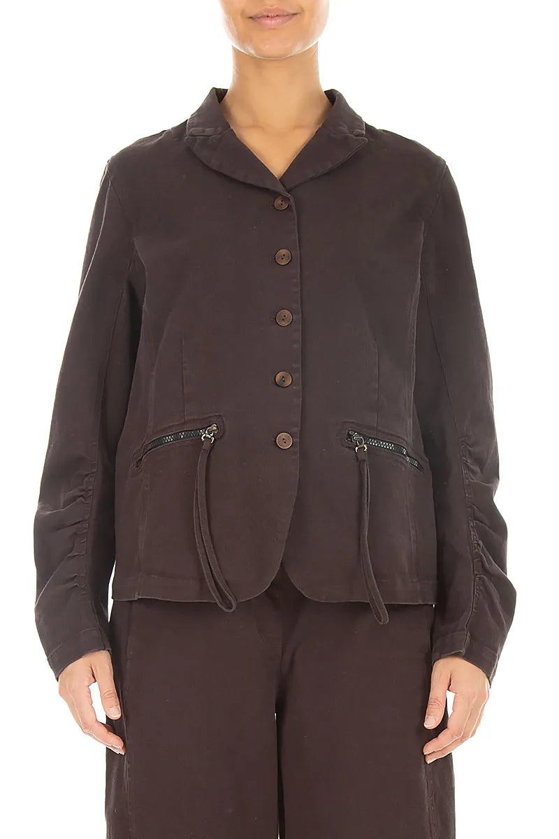 Shaped Truffle Brown Denim Cotton Jacket
