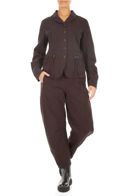 Shaped Truffle Brown Denim Cotton Jacket