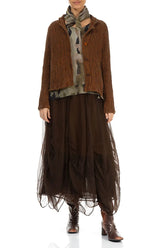 Short Aged Copper Textured Silk Linen Jacket 5