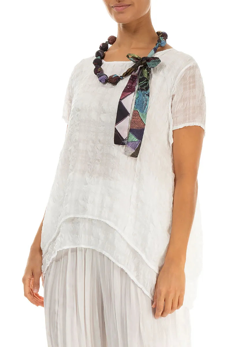 Short Art Mosaic Silk Bamboo Bead Necklace