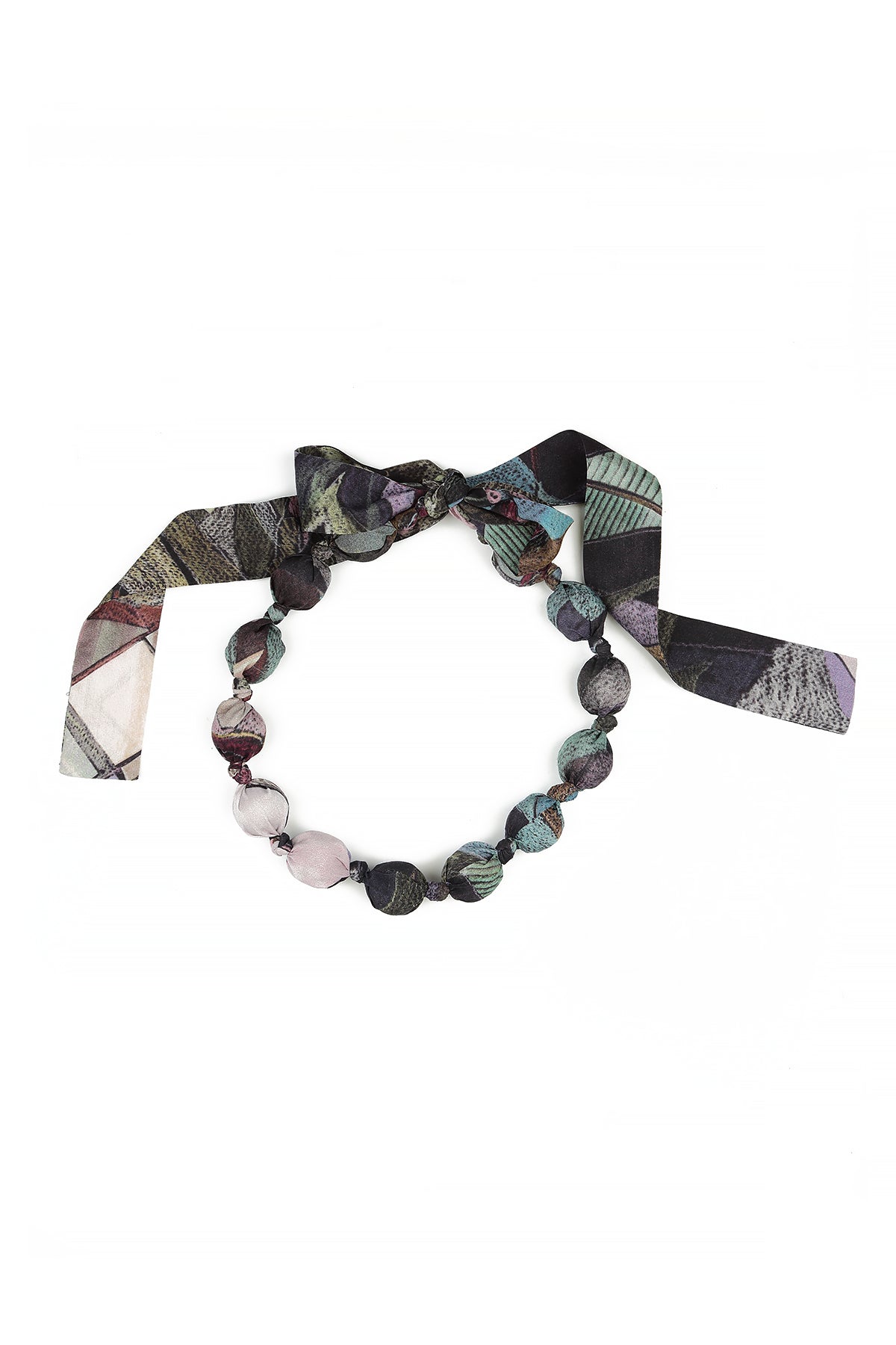 Short Art Mosaic Silk Bamboo Bead Necklace