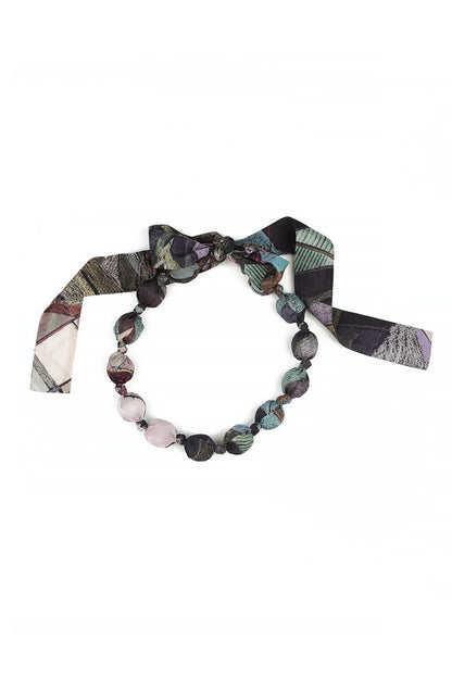 Short Art Mosaic Silk Bamboo Bead Necklace