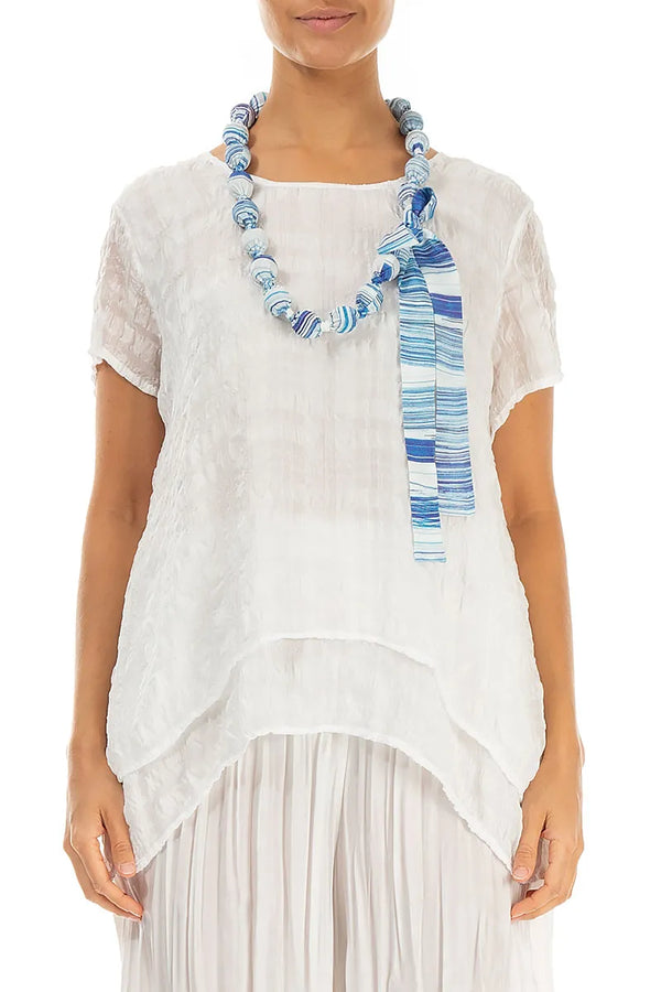 Short Azure Lines Silk Bamboo Bead Necklace 1