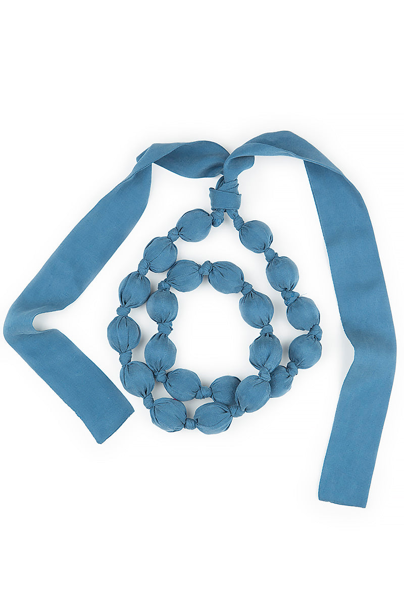 Short Azure Silk Bead Necklace