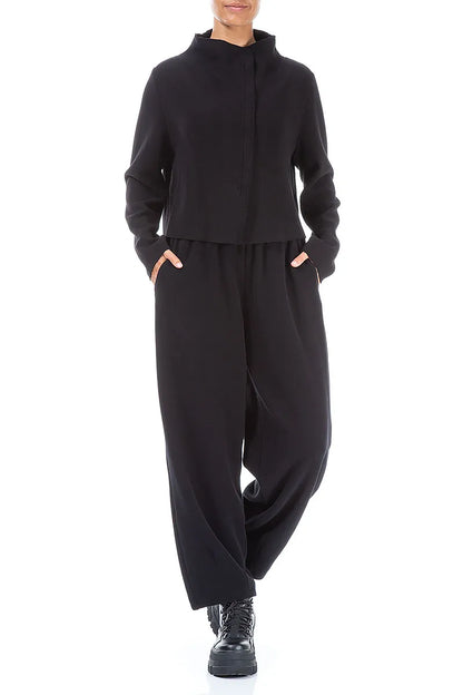 Short Black Cotton Jersey Jacket 5