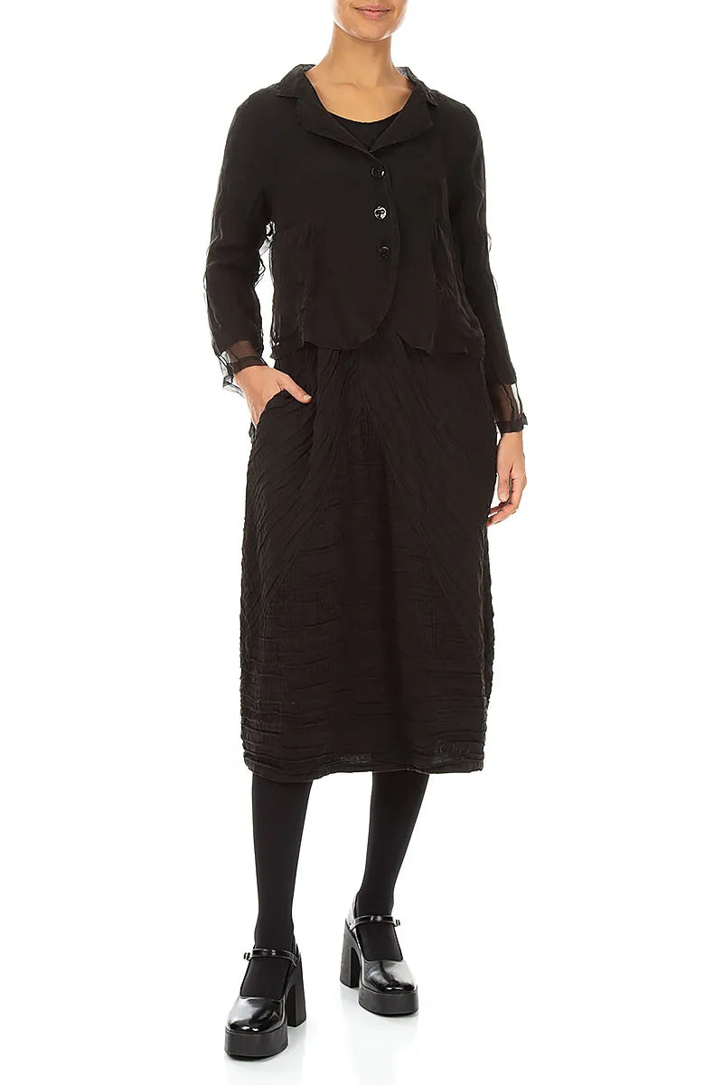 Short Black Silk Chiffon Jacket