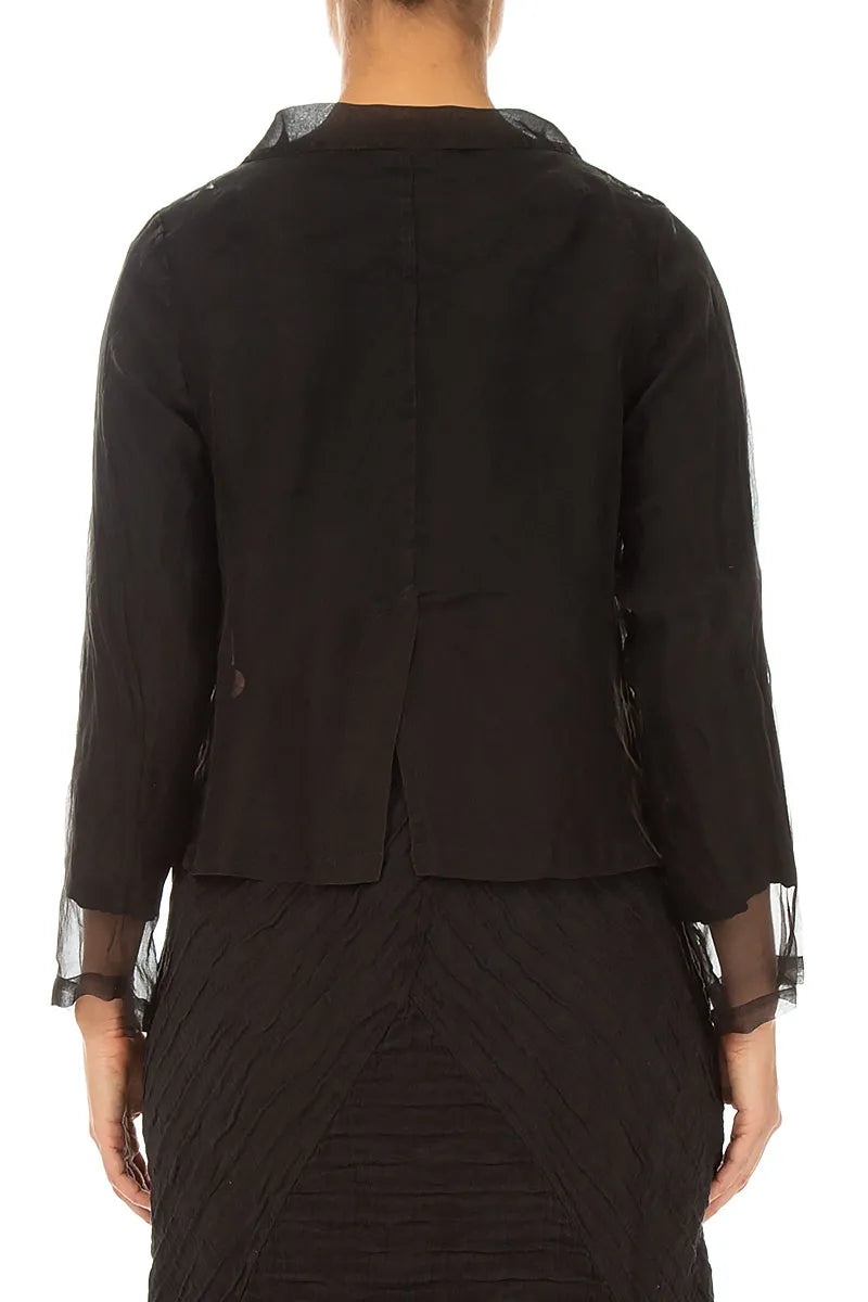 Short Black Silk Chiffon Jacket