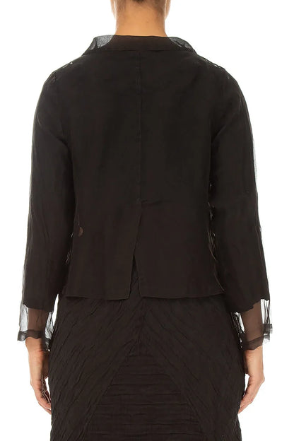 Short Black Silk Chiffon Jacket