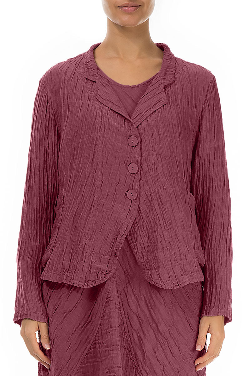 Short Crinkled Antique Ruby Silk Jacket