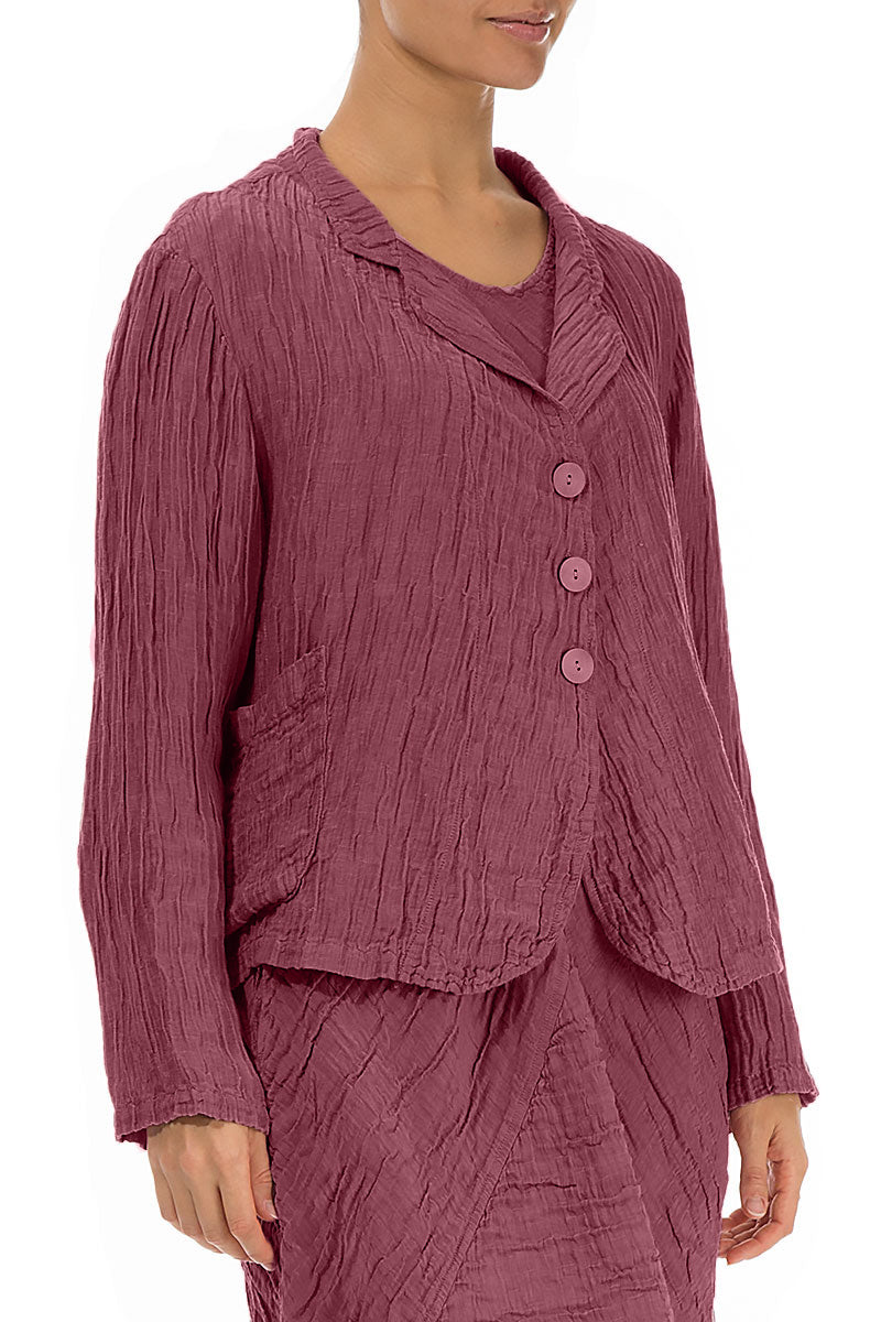 Short Crinkled Antique Ruby Silk Jacket