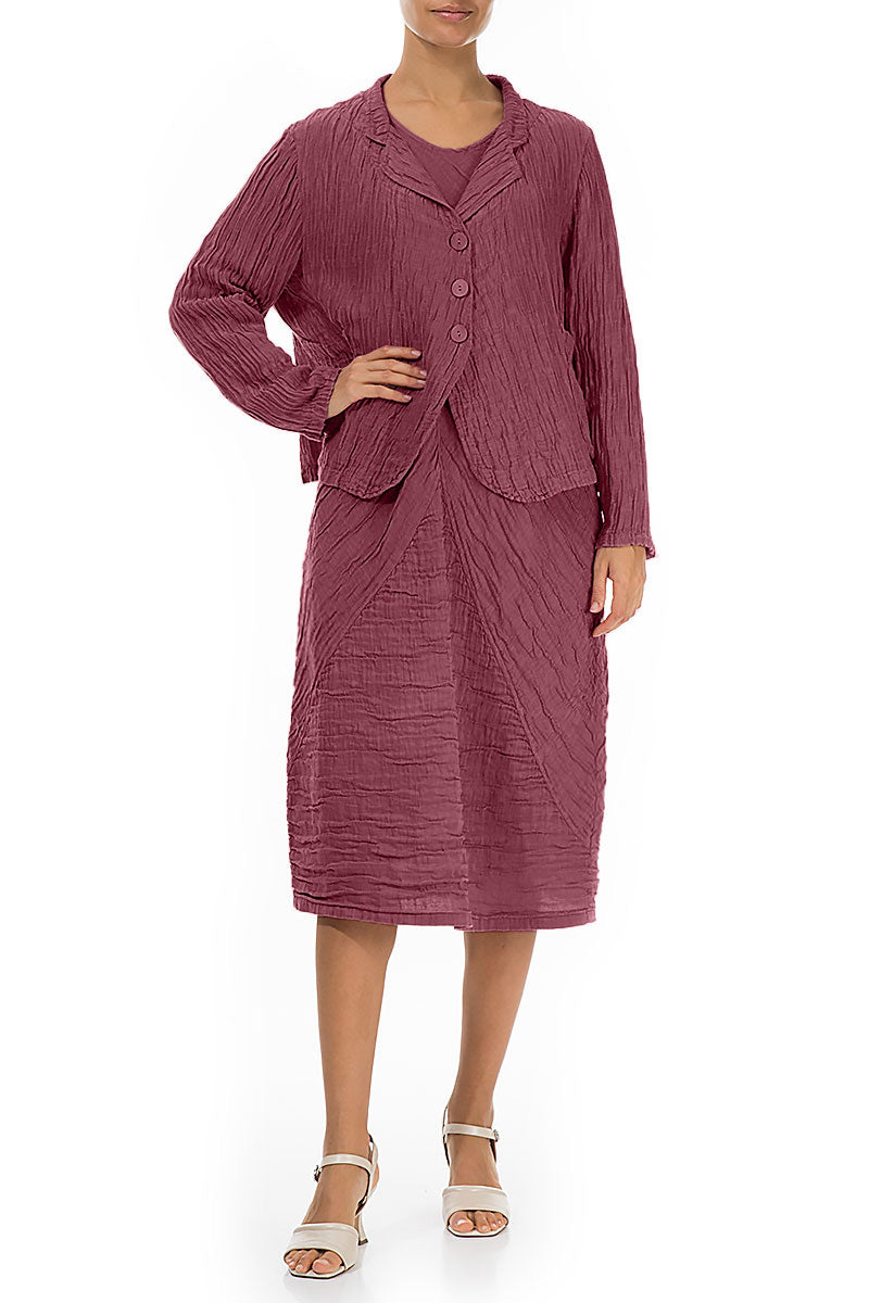 Short Crinkled Antique Ruby Silk Jacket