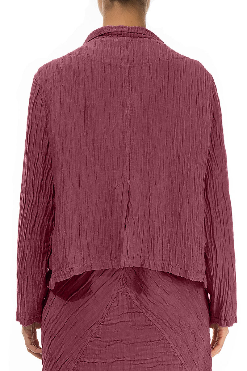 Short Crinkled Antique Ruby Silk Jacket