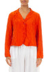 Short Crinkled Flame Orange Silk Jacket 1
