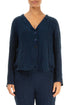 Short Crinkled Navy Silk Jacket 1