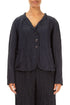 Short Crinkled Graphite Blue Silk Jacket 1