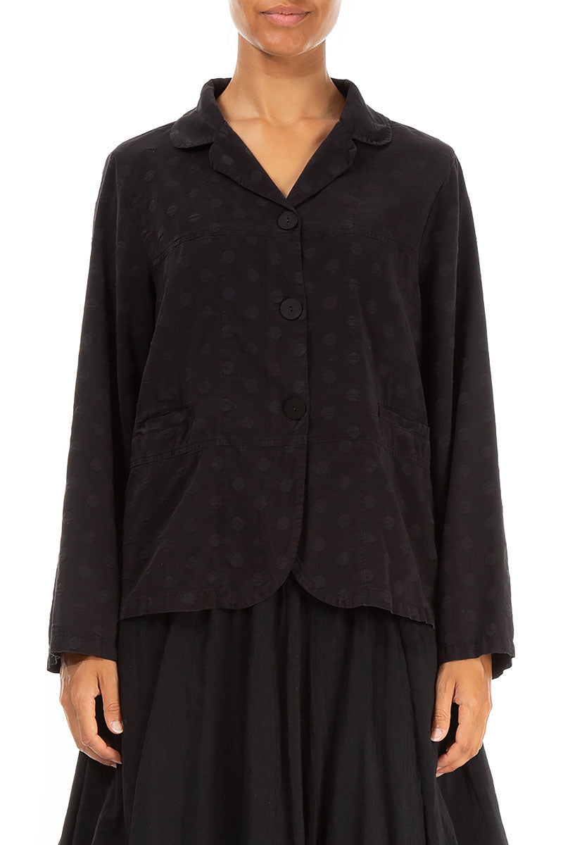 Short Dotty Black Silk Jacket