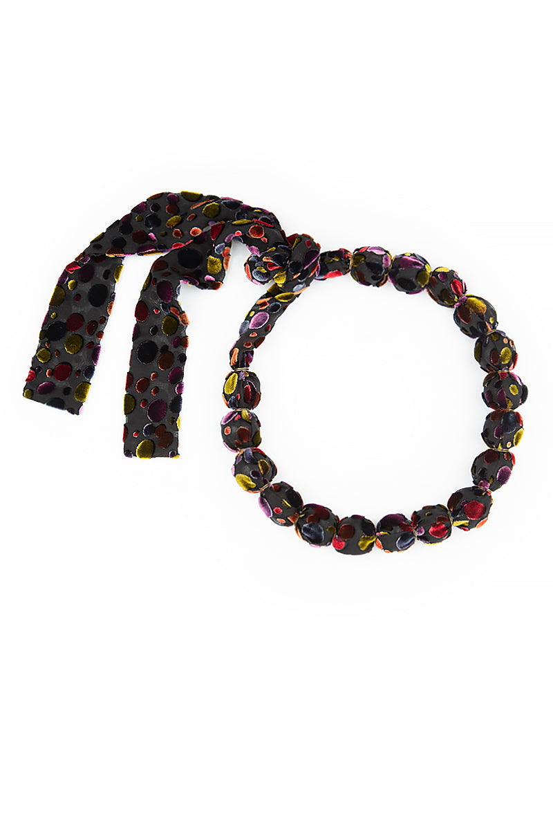 Short Festive Devoré Silk Velvet Bead Necklace