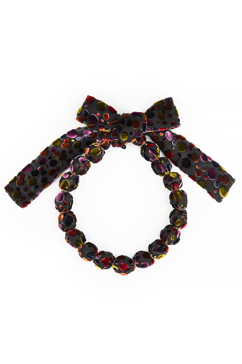 Short Festive Devoré Silk Velvet Bead Necklace