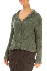 Short Forest Mist Textured Silk Linen Jacket 3