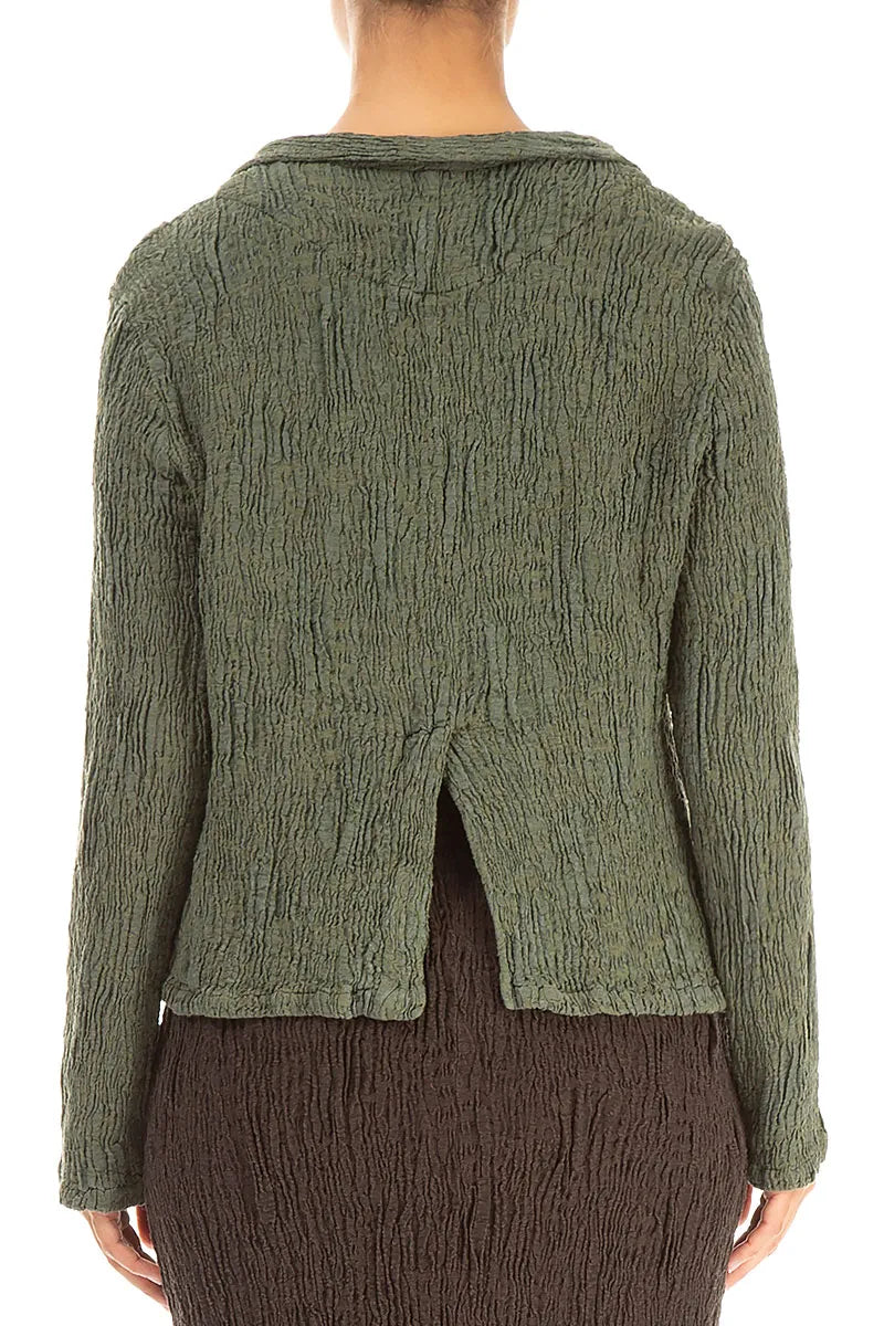 Short Forest Mist Textured Silk Linen Jacket 2