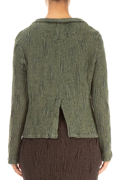 Short Forest Mist Textured Silk Linen Jacket 2