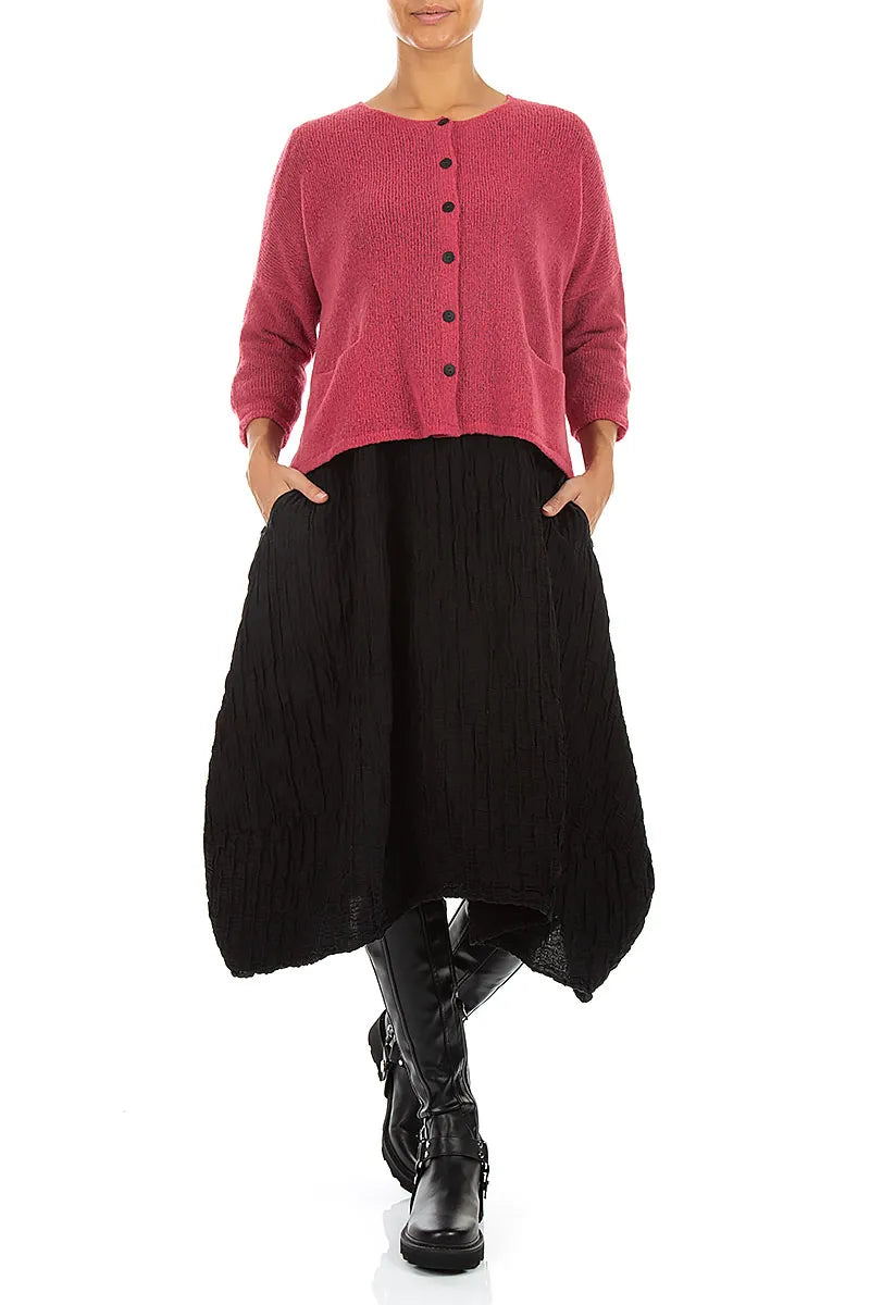 Short Loose Berry Rose Wool Cardigan 4