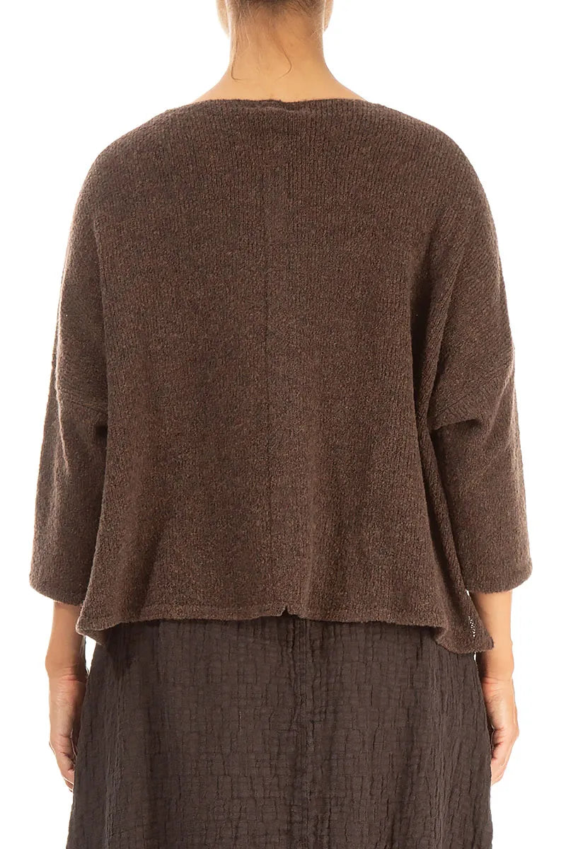 Short Loose Brown Wool Cardigan 2
