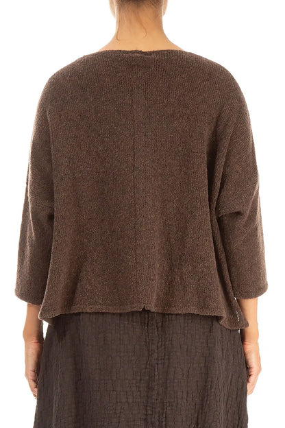 Short Loose Brown Wool Cardigan 2