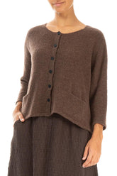 Short Loose Brown Wool Cardigan 3