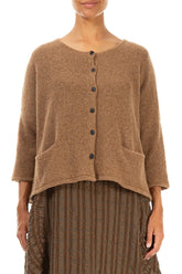 Short Loose Caramel Wool Cardigan 1
