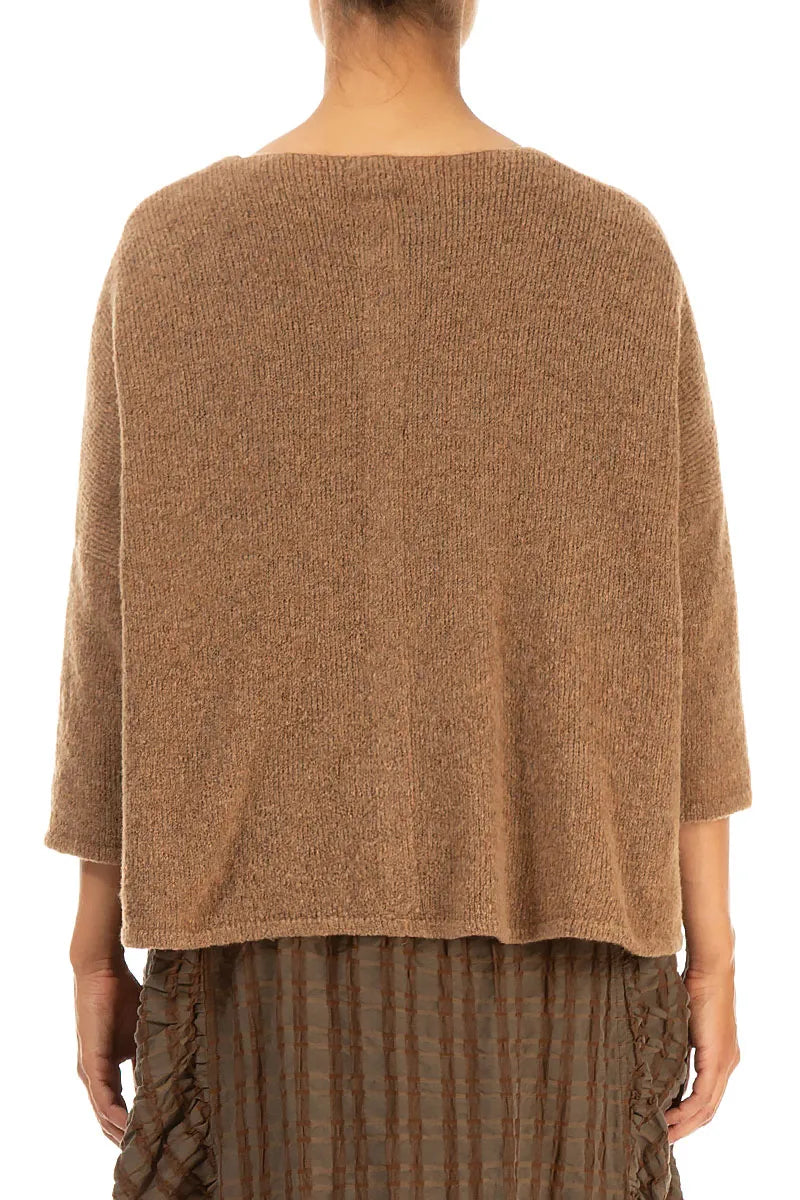 Short Loose Caramel Wool Cardigan 2