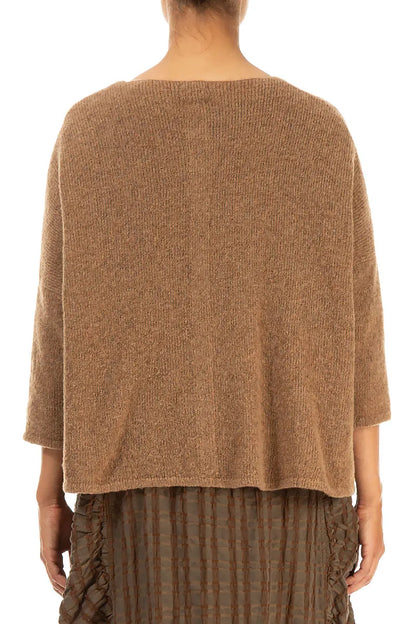 Short Loose Caramel Wool Cardigan 2