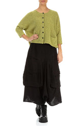 Short Loose Golden Lime Wool Cardigan 4