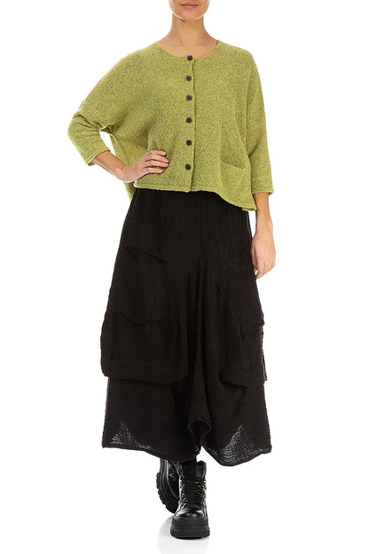 Short Loose Golden Lime Wool Cardigan 4