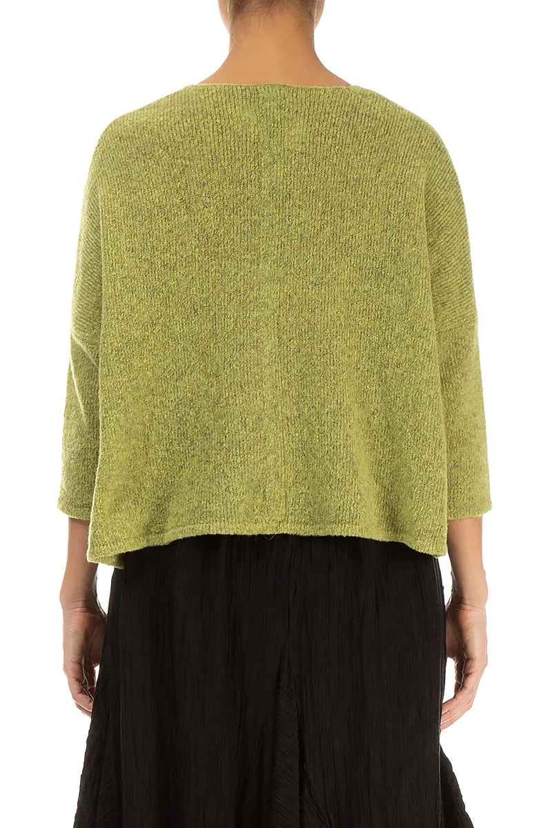 Short Loose Golden Lime Wool Cardigan 2
