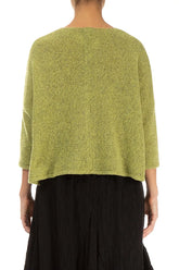 Short Loose Golden Lime Wool Cardigan 2