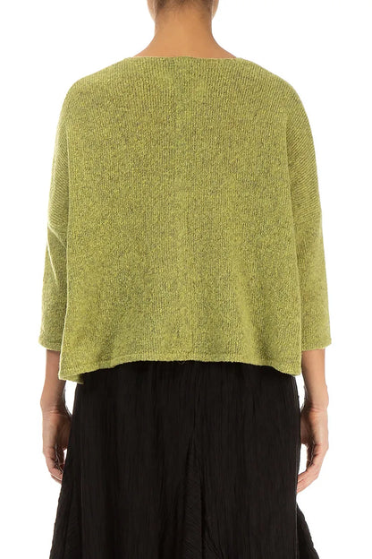 Short Loose Golden Lime Wool Cardigan 2